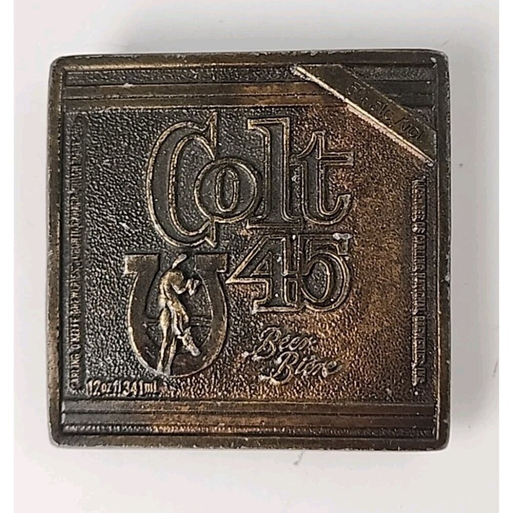 1978 Colt 45 Belt Buckle Bottle Opener Jimm‎ Watson 2.5"x 2.5" Beer Vintage